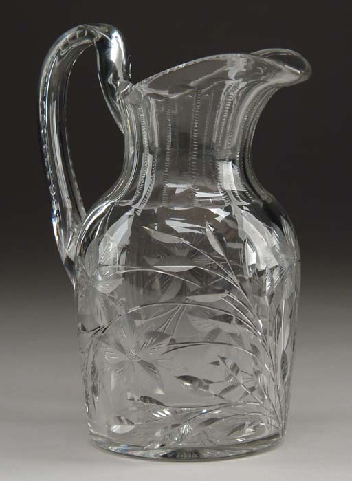 Appraisal: LARGE SIGNED HAWKES CUT GLASS PITCHER Large pitcher with constricted