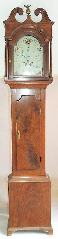 Appraisal: Federal Tall-case Clock Walnut case on ogee bracket feet Hand-painted