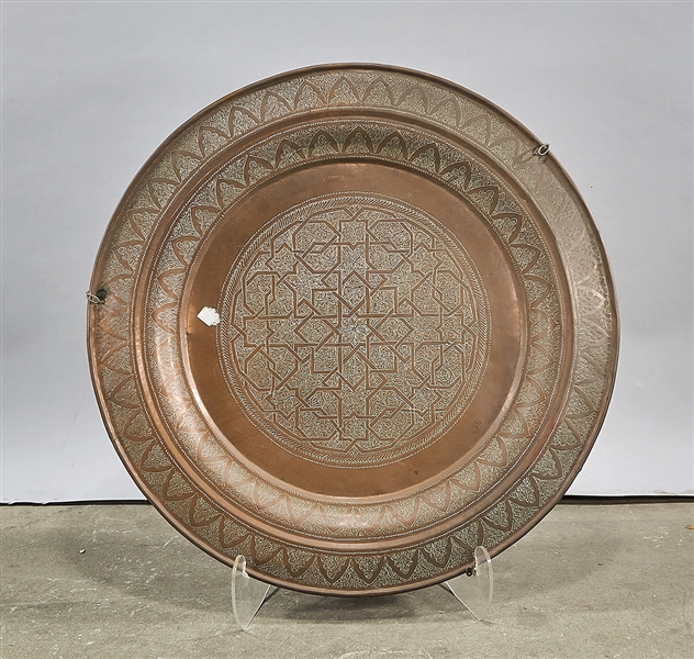 Appraisal: Persian-style hammered brass table top or tray D approx