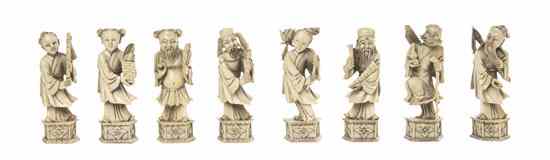 Appraisal: A Set of Eight Chinese Ivory Carvings of Immortals each