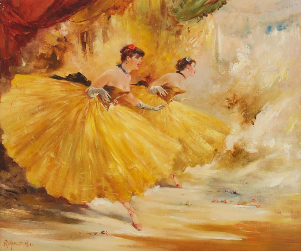 Appraisal: Aldo Affortunati - Italian Two Ballerinas Oil on canvas Signed