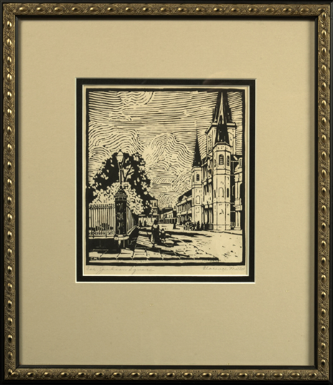 Appraisal: Clarence Millet American New Orleans - two woodcuts Old French