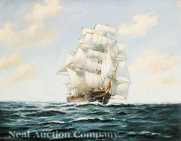 Appraisal: George Wheatley American th c Schooner Reaching with the Wind