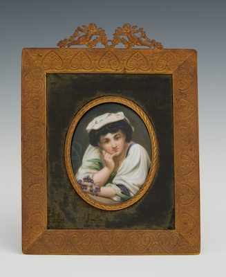 Appraisal: A Miniature Portrait of Neapolitan Girl on Porcelain A hand