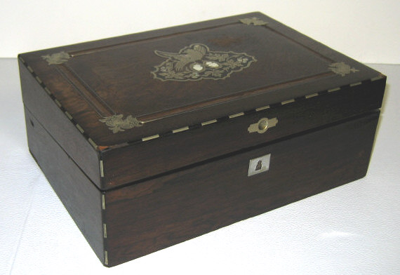 Appraisal: ENGLISH TH CENTURY LAP DESK The hinged top with silver