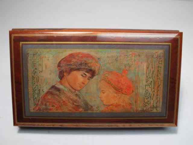 Appraisal: Edna Hibel jewelry music box Art by Edna Hibel on