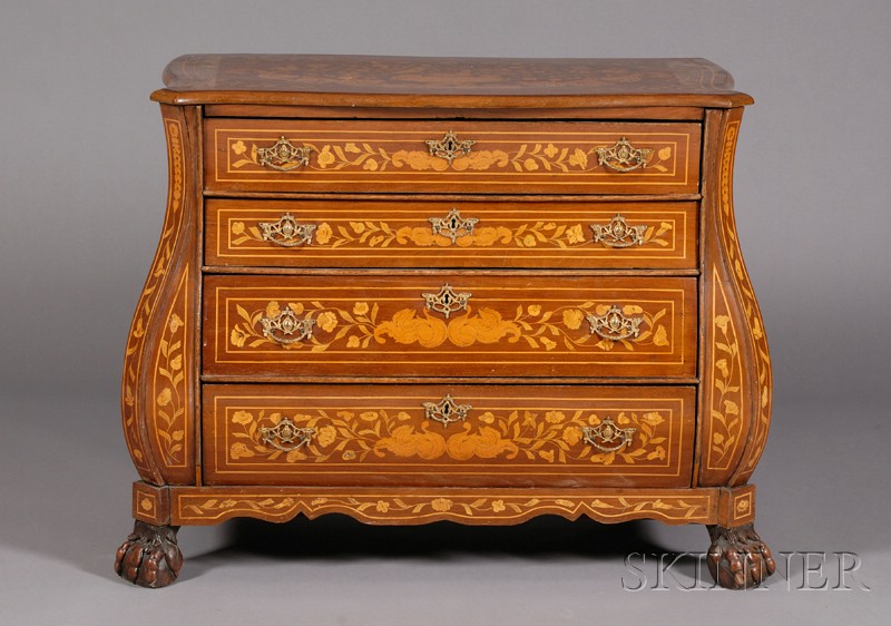 Appraisal: Dutch Rococo Style Marquetry Inlaid Walnut Chest of Drawers th