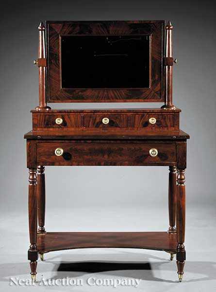 Appraisal: An American Classical Mahogany Dressing Table c rectangular mirror on