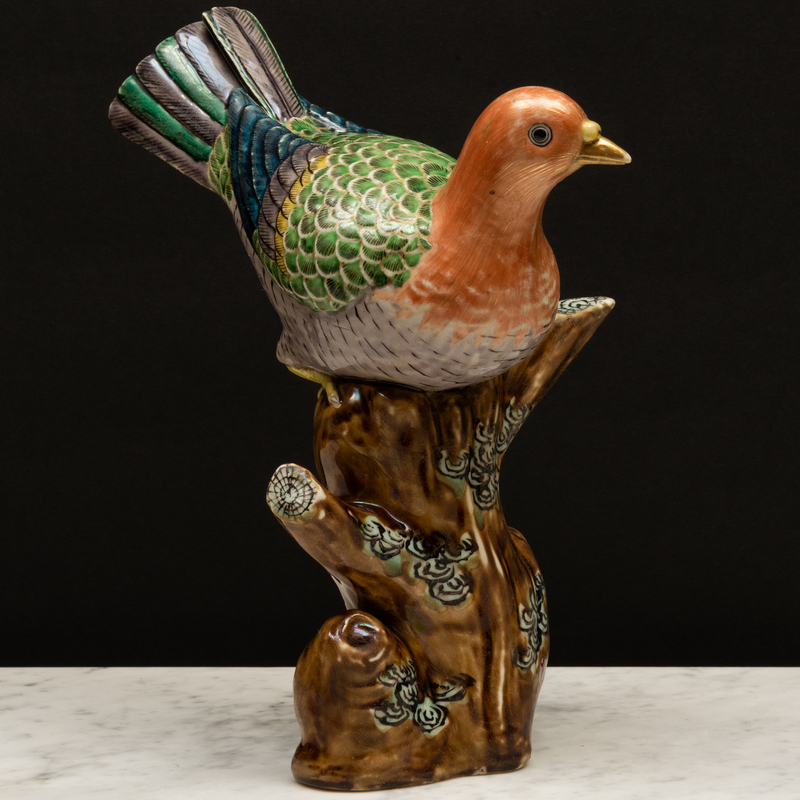 Appraisal: Chinese Export Famille Rose Porcelain Model of a Dove Atop