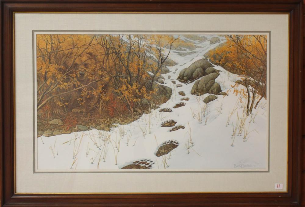 Appraisal: BEV DOOLITTLE California b offset lithograph Doubled Back bear tracks