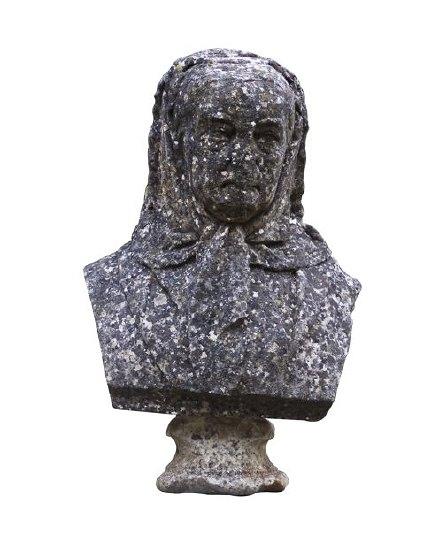 Appraisal: A marble figure of a woman wearing a scarf on