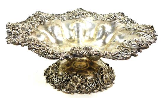 Appraisal: STERLING Redlich Company sterling silver footed compote pierced floral and