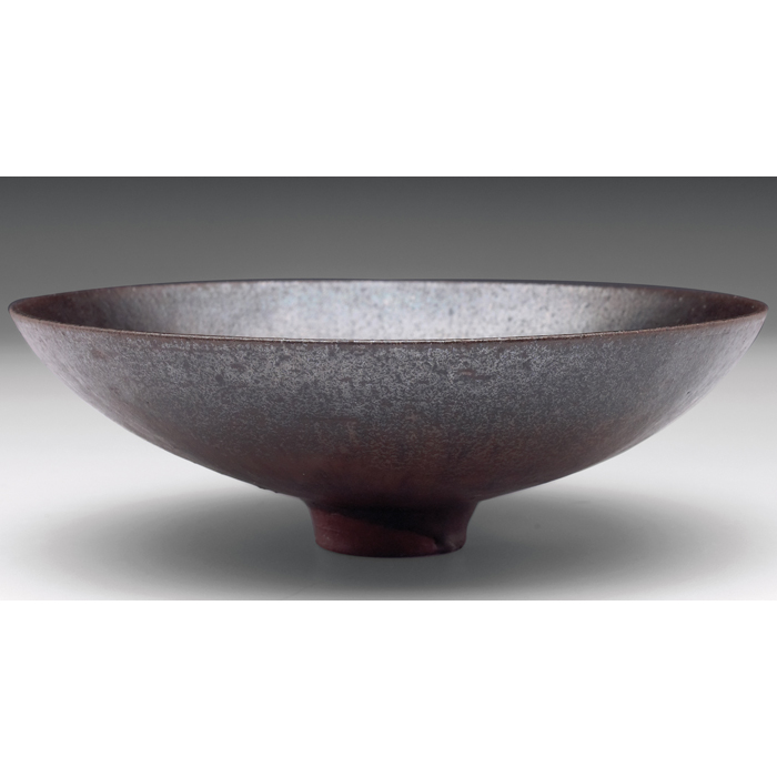 Appraisal: Natzler bowl elegant flaring and footed form in red clay