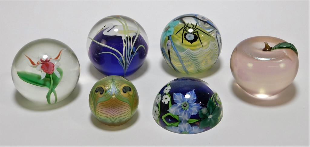 Appraisal: PC ORIENT FLUME GLASS PAPERWEIGHTS California th CenturyIncludes an iridescent