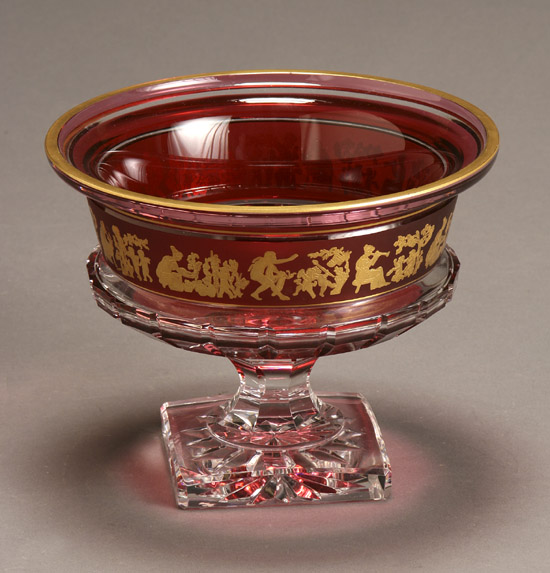 Appraisal: Val St Lambert Gilt Decorated and Ruby Overlaid Cut Glass