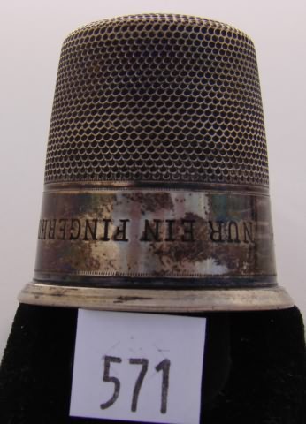 Appraisal: Large collectable sterling thimble NUR EIN FINGERHUT VOLL