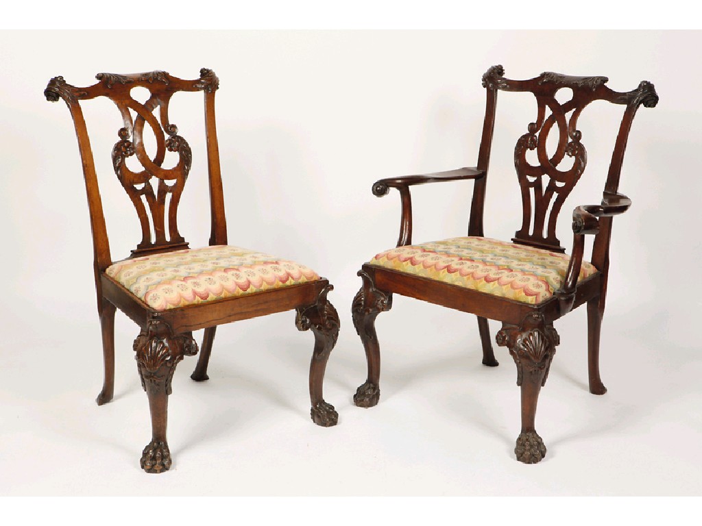 Appraisal: A SET OF EIGHT GEORGE II STYLE WALNUT DINING CHAIRS