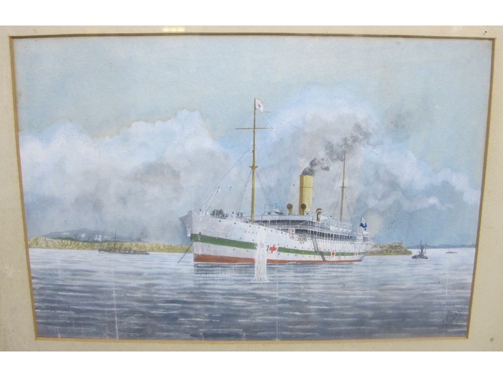 Appraisal: H CLARKE Watercolour of a hospital ship and other craft