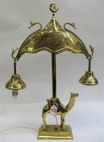 Appraisal: HEAVY GILT BRONZE BUDDHA AND FIGURAL BRASS TABLE LAMP east