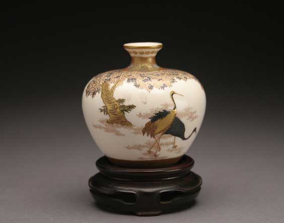 Appraisal: MINIATURE SATSUMA VASE Well detailed miniature Japanese Satsuma vase of