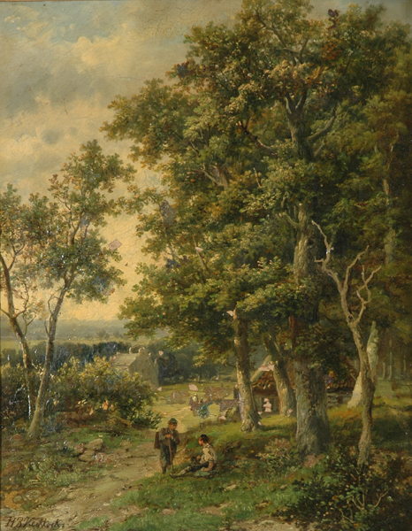 Appraisal: Hendrik Koekkoek Dutch - Cottage Amongst Trees oil on canvas