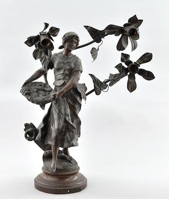 Appraisal: A Lamp After Hippolyte Francois Moreau After a sculpture titled