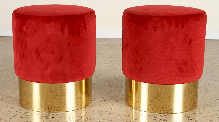 Appraisal: PAIR ITALIAN LIP STICK STOOLS BRASS BASE A pair of