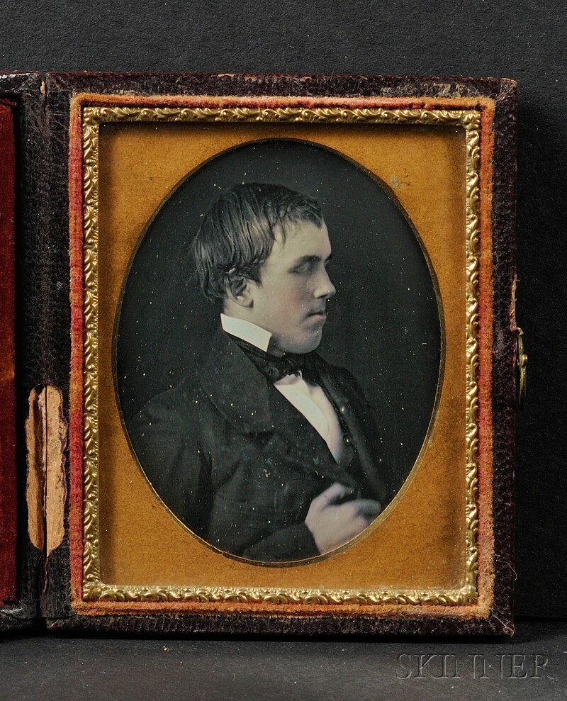 Appraisal: Ninth Plate Daguerreotype Profile Portrait of a Blind Boy in