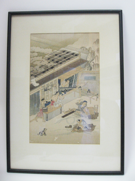 Appraisal: Unknown Japanese th C A Barrel Maker's Workshop Woodblock print