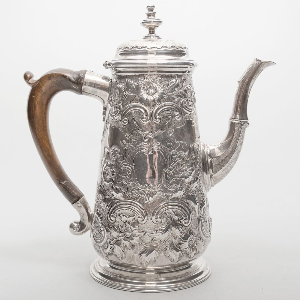 Appraisal: George III Silver Coffee Pot Mark of Edward Feline with