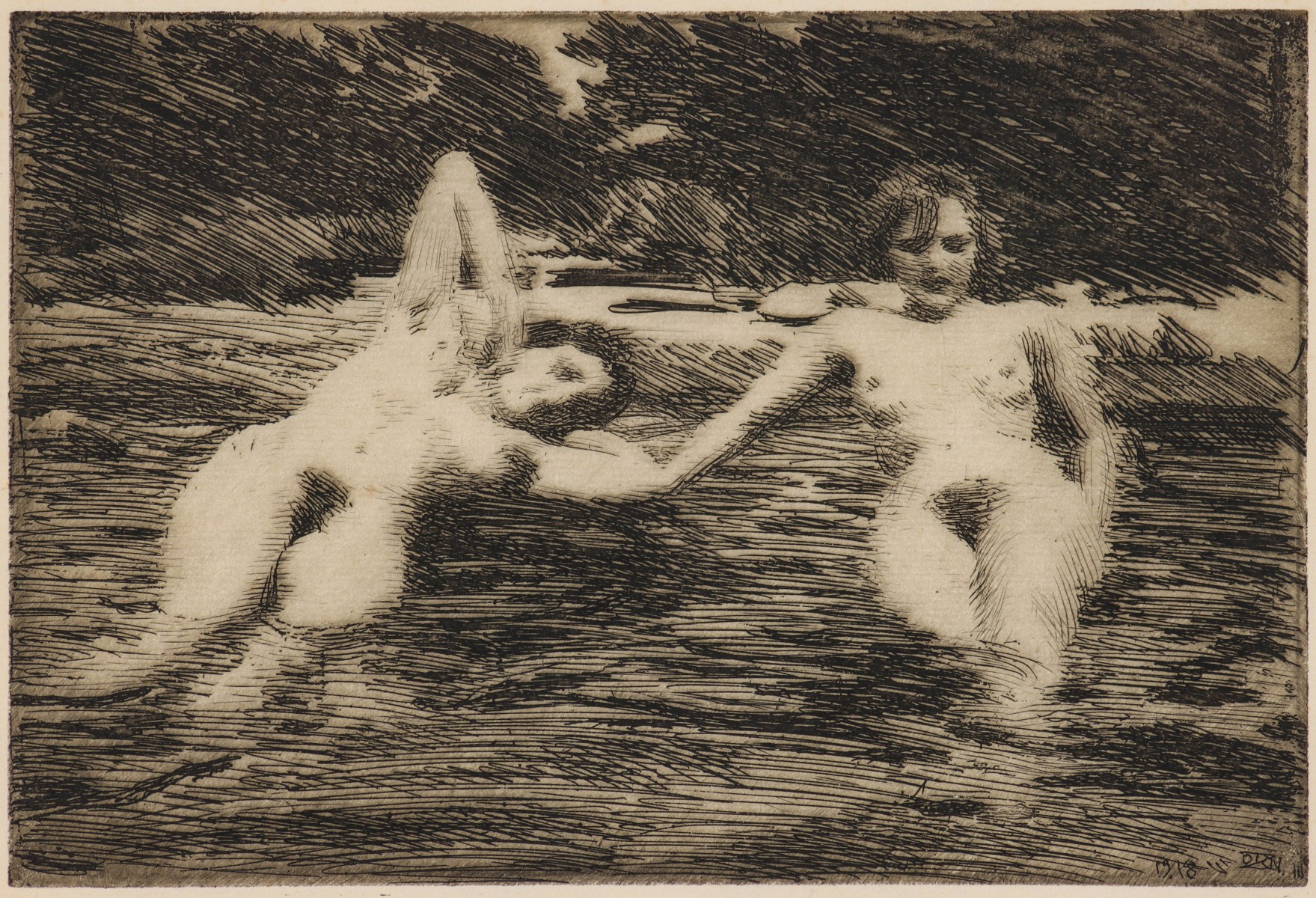 Appraisal: ANDERS ZORN - PENCIL SIGNED ETCHINGAnders Leonard Zorn - Water-Nymphs