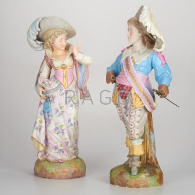 Appraisal: GERMAN BISQUE FIGURES Boy and girl in classical dress Both