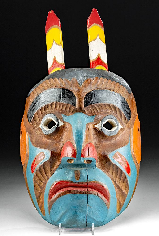 Appraisal: s Native American Kwakiutl Polychrome Wood Mask Native American Northwestern