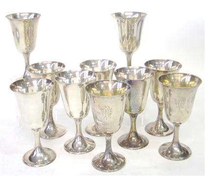 Appraisal: Ten sterling silver water goblets Gorham providence ri th century