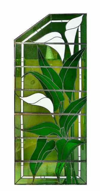 Appraisal: A 'CATHY'S CREATIONS' STAINED GLASS WINDOW in seven sections depicting