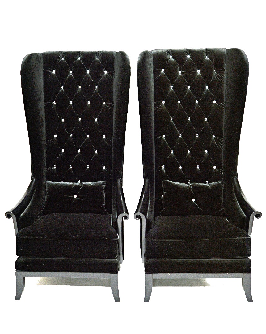 Appraisal: A pair of th century high wingback diamante studded black