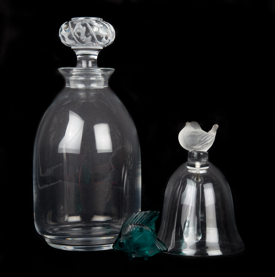 Appraisal: Lalique crystal articles including decanter in H bluebird dinner bell