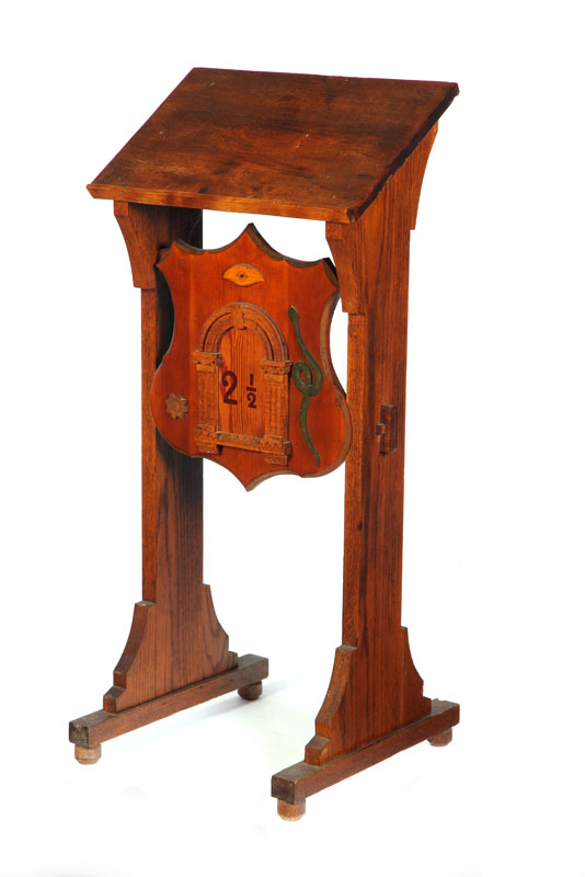 Appraisal: FOLKSY FRATERNAL LODGE LECTERN American early th century Walnut oak