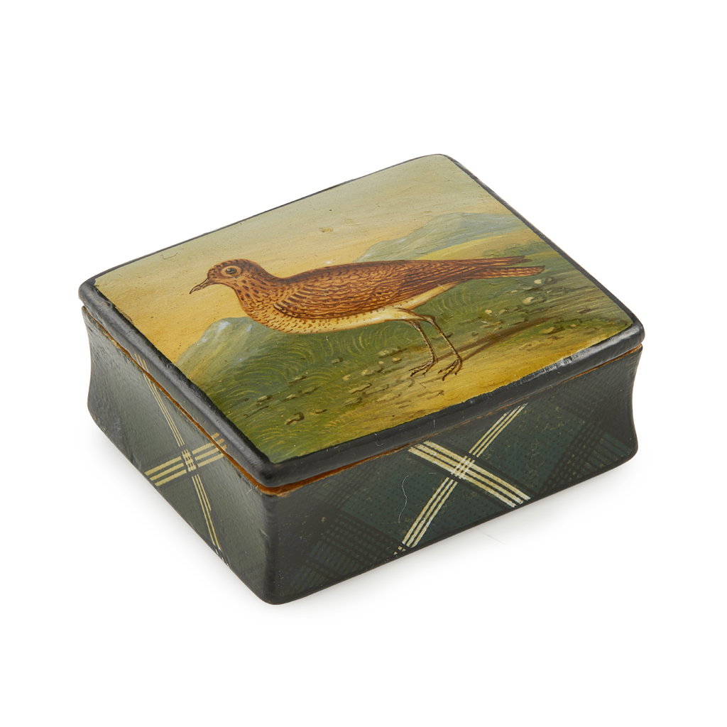 Appraisal: A MAUCHLINE 'TARTAN WARE' SNUFF BOX LATE TH CENTURY the