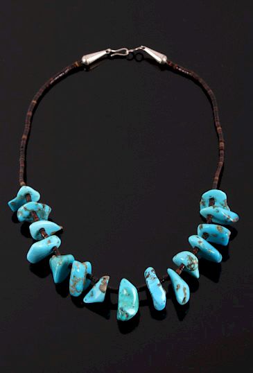 Appraisal: Navajo Sleeping Beauty Turquoise Heishe Necklace Available for bidding in