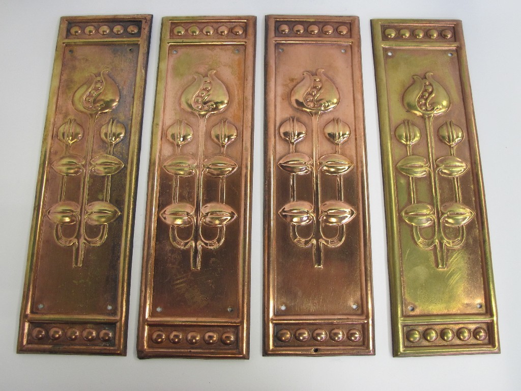 Appraisal: Four Art Nouveau style finger plates