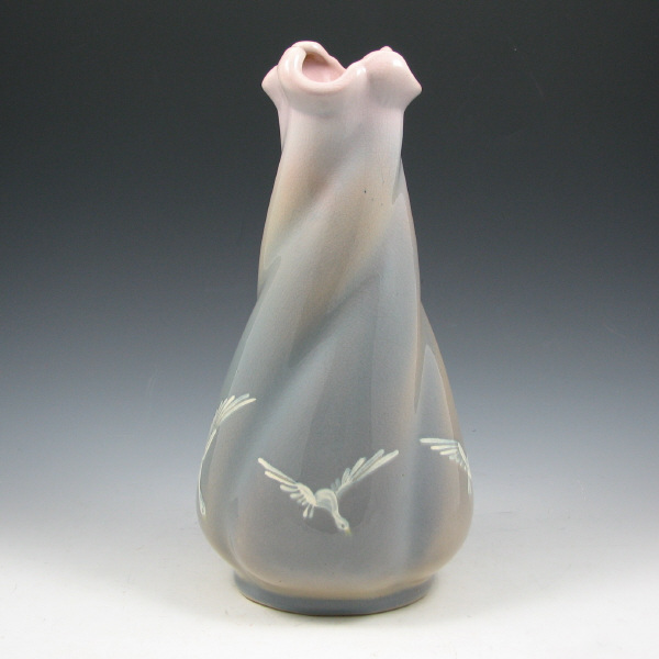 Appraisal: Weller Jap Birdimal twist vase with four slip-decorated white geese