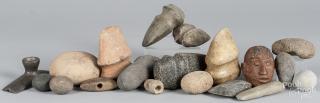 Appraisal: Group of Native American stone axe heads and implements nineteen