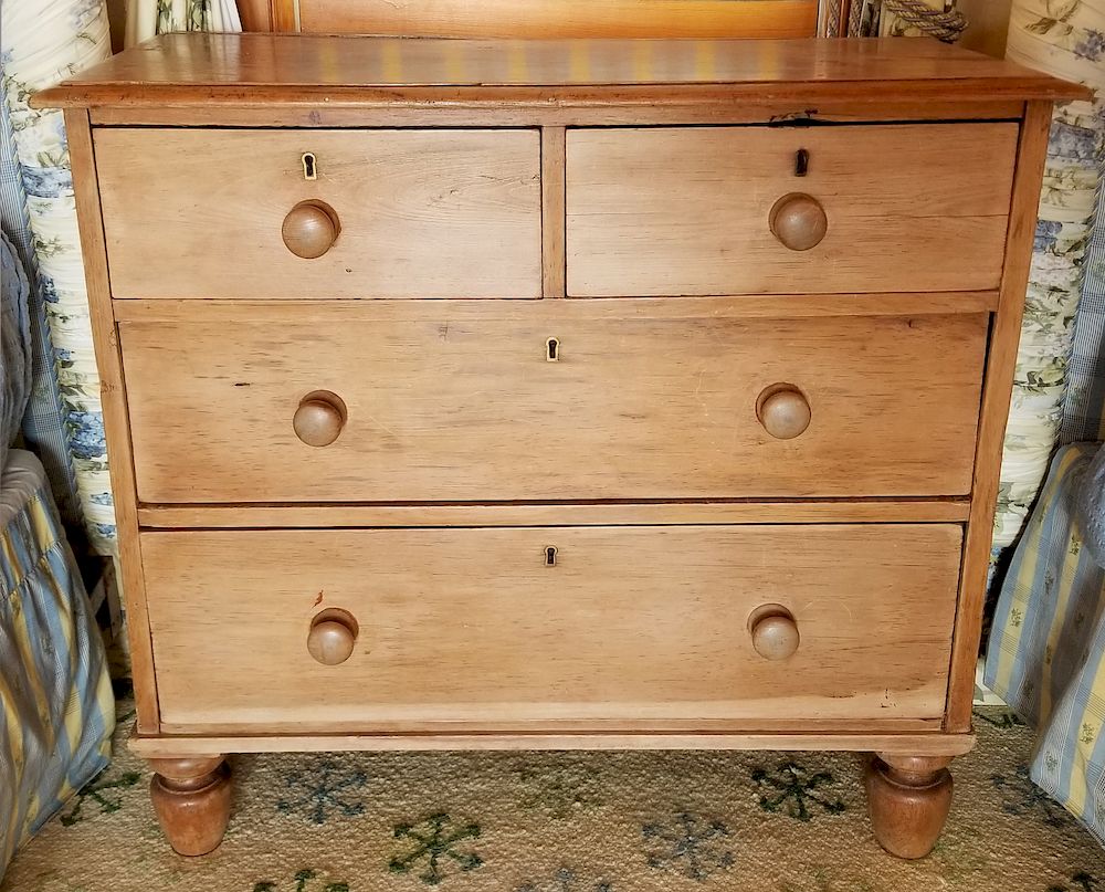 Appraisal: Antique English Pine Chest of Four Drawers Exclusive on Bidsquare