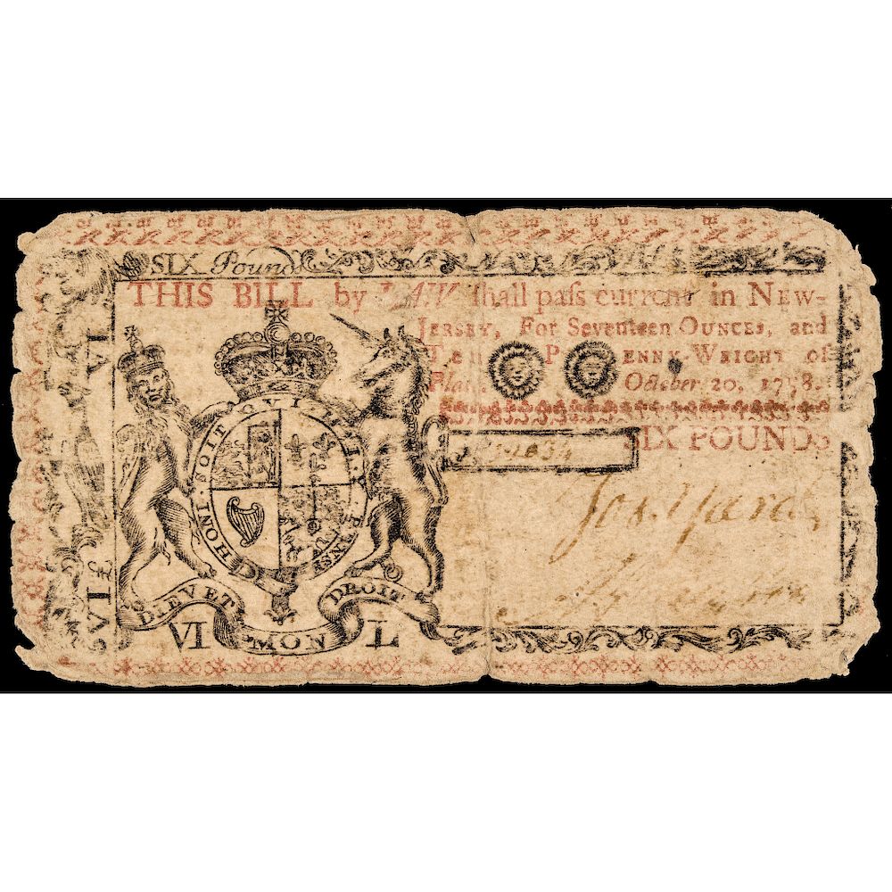 Appraisal: Colonial Currency NJ Brown Back Rarity- - known Only Issued