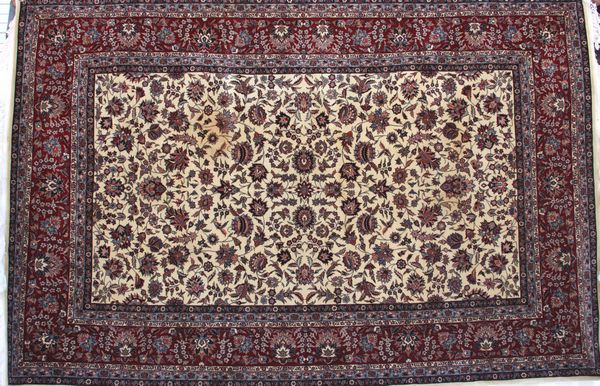 Appraisal: Tabriz pattern rug ' x ' good condition some stains