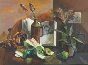 Appraisal: Csendelet Hungarian Modernist th Century still life oil on canvas