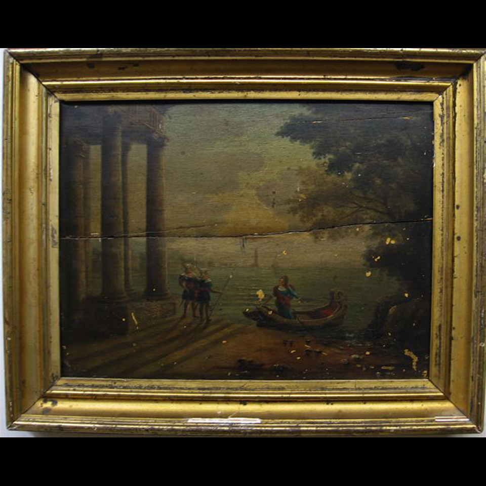 Appraisal: THE ARRIVAL TH CENTURY ITALIAN SCHOOL OIL ON OAK PANEL