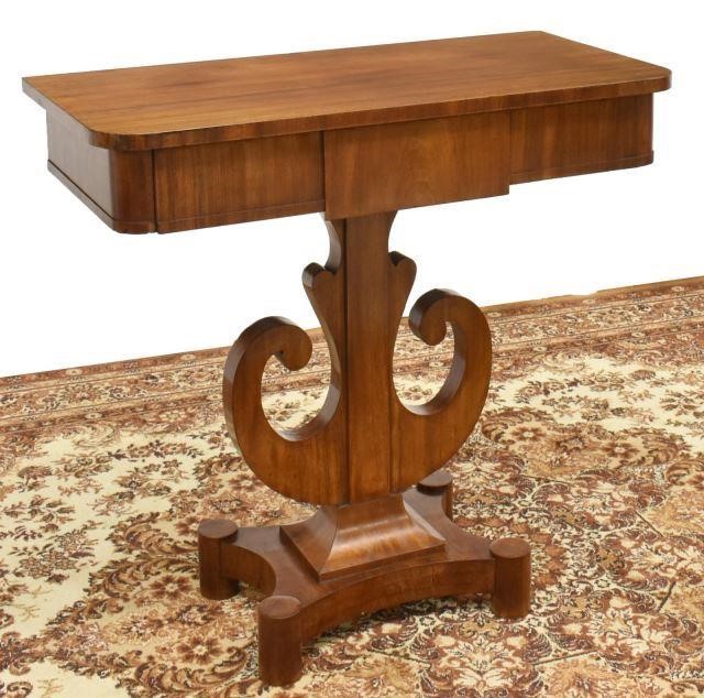 Appraisal: Danish mahogany pedestal table early th c having a shaped