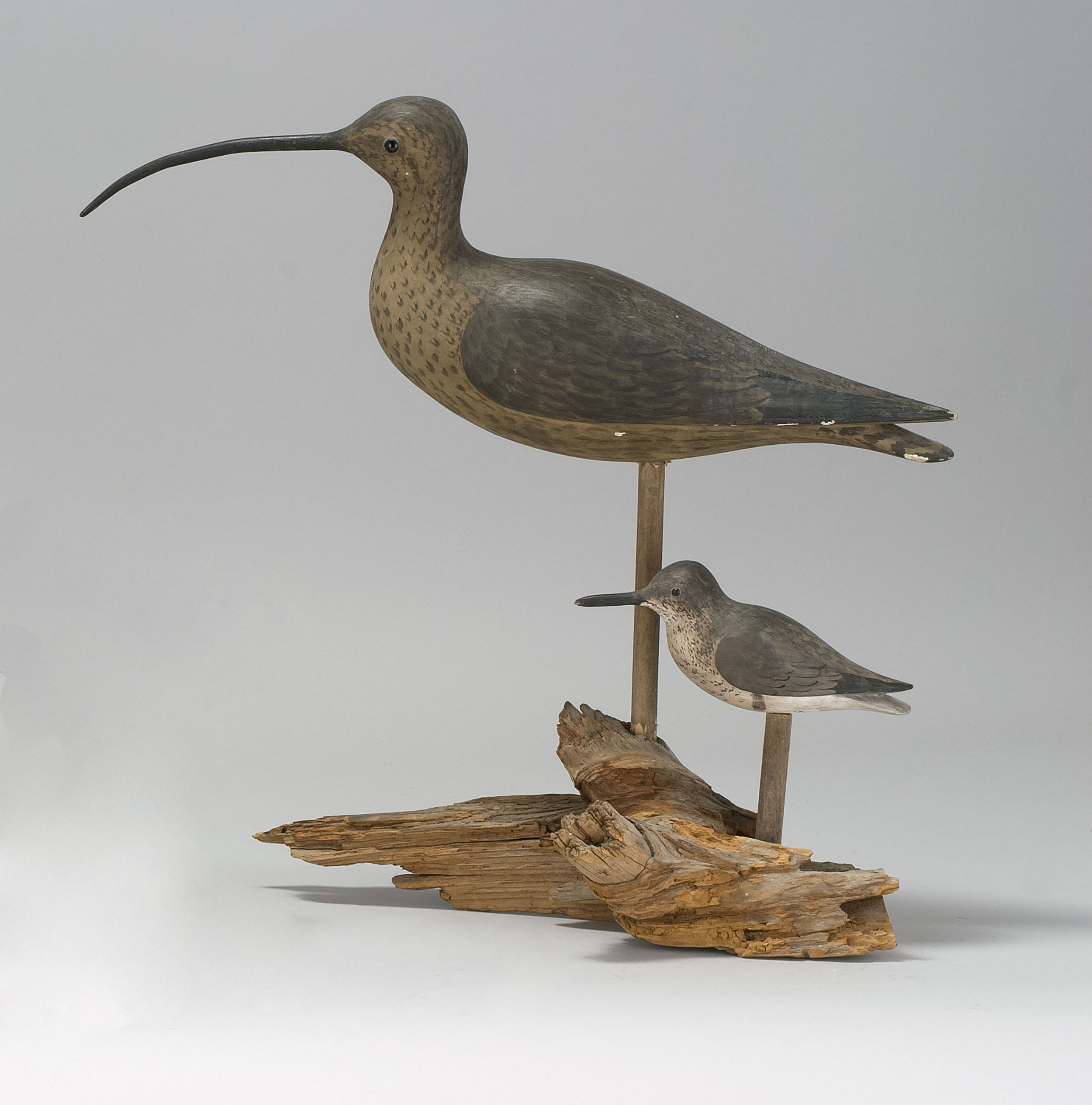 Appraisal: TWO LIFE-SIZE DECOYS th CenturyA curlew and a sanderling both